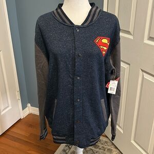 Superman button up sweatshirt/bomber-varsity jacket